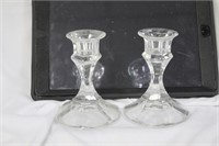 A Pair of Glass Candle Sticks