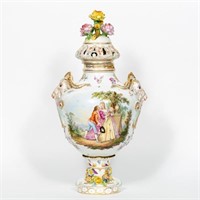 Carl Thieme Dresden Porcelain Covered Urn, Ram