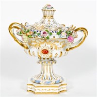 Dresden Attr. Lidded Compote, 19th C.