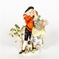 Meissen Porcelain Couple Figurine with Pug