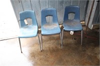 3 blue chairs