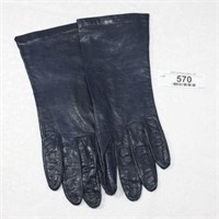 Ladies Navy Leather Gloves