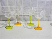 Four Decorative Plastic Margarita Glasses