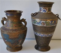 2 Antique Asian Cloisonne Vases