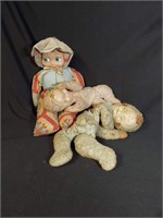 2 Vtg Sleepy Head Dolls & Vtg Stuffed Doll