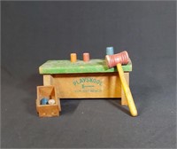 Vtg Wooden Playskool Nok Out Bench w/ Mallet