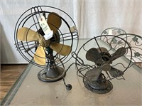 2pc Table Top Fans: Vintage GE, Antique Hunter