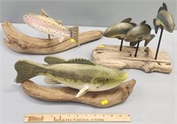 Carved & Painted Wood Fish incl Peppe Signed