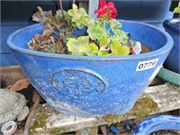 Blue Ceramic Planter (deck)