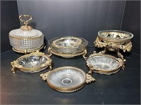 Glass Serving Bowls with Stands & Collars