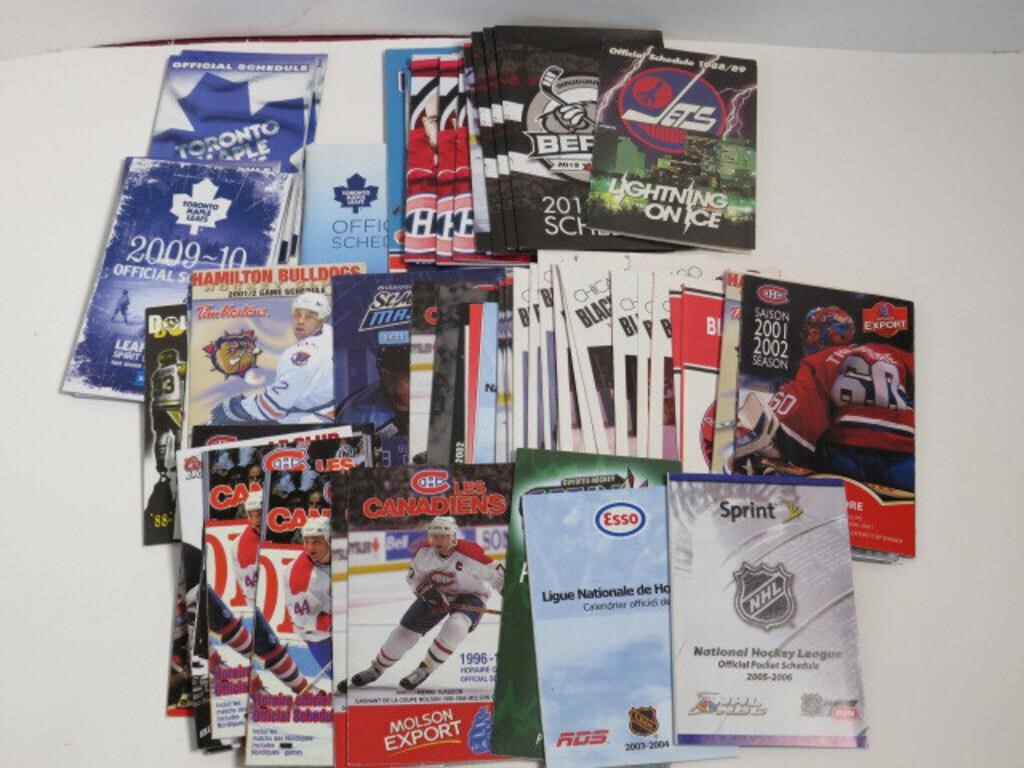 LARGE COLLECTION OF OFFICIAL HOCKEY SCHEDULES