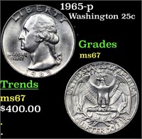 1965-p Washington Quarter 25c Grades GEM++ Unc