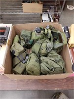 Box of surplus canteen belts and canteens