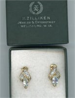 Gold & Rhinestone Earrings New