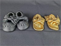 (2) Sz 11 Moccasin Baby Shoes for Girls