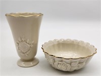 Lenox Rose Decorated Bowl and Vase