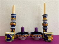 2 Pair Talavera Candle Sticks 1 Pr Candle Holders