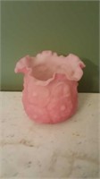Pink Satin Glass Fenton Poppy Seed Vase