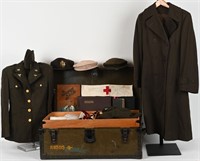 WWII NAMED OFFICERS NURSE TRUNK GROUPING WW2