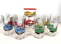 (9) Pc. Vintage Foreign Sports Car Cocktail Set