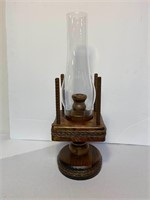 Vintage Wooden Farmhouse Candle Hurricane Lamp