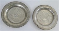 Pair Egyptian silver coasters/pin dishes
