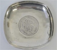Antique Mexican silver coin dish