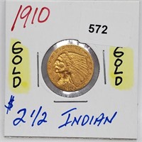 1910 Gold $2 1/2 Indian