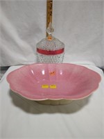 Cowan Elevated Bowl & Clear/Cranberry Glass Lidded