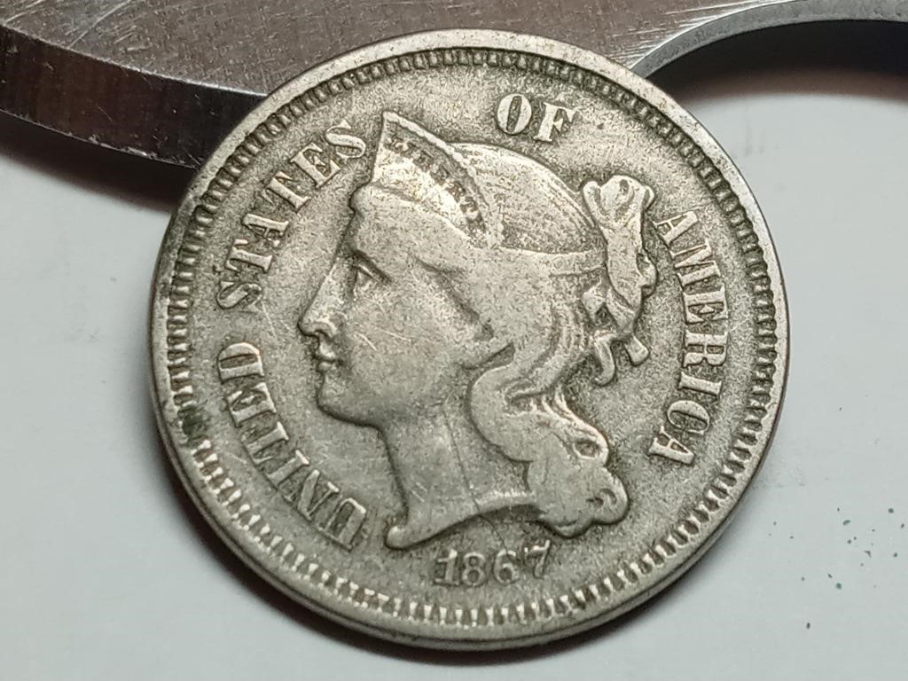 OF) 1867 us 3 cent nickel