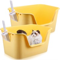 2 Pcs XL Cat Litter Box 24.6 x 16.9 x 13