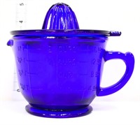 Cobalt glass juicer w/ measuring cup