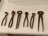 6 antique black smithing tools