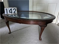 Mahogany Oval Coffee Table w/ Glass Top