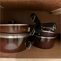 5 Pc Brown Cookware Set w/Lids