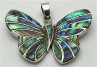 Sterling Silver Mother Of Pearl Butterfly Pendant