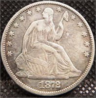 1872 Seated Silver Half Dollar Coin