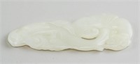 Chinese White Jade Carved Lingzhi Toggle