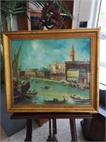 Vintage oil on board  of Venice by J. Collazzi.
