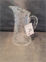 Cut & Etched Glass Pitcher