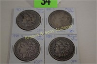 US 1880-S, 1882-S, 1884-S AND 1890-S MORGAN
