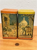 Vintage Liptons Yellow & Orange Label Tin Cans