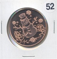 Frosty the Snowman One Ounce .999 Copper Round