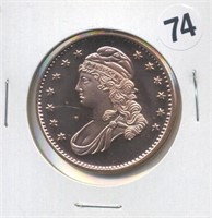 Capped Bust Design One Ounce .999 Copper Round
