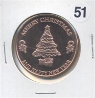 Merry Christmas Style One Ounce .999 Copper Round