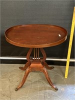 Antique Harp Pedestal Table Clawfoot