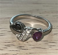 Sterling Silver Ring w/ Garnet and Sapphire