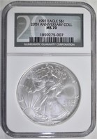1992 AMERICAN SILVER EAGLE NGC MS 70