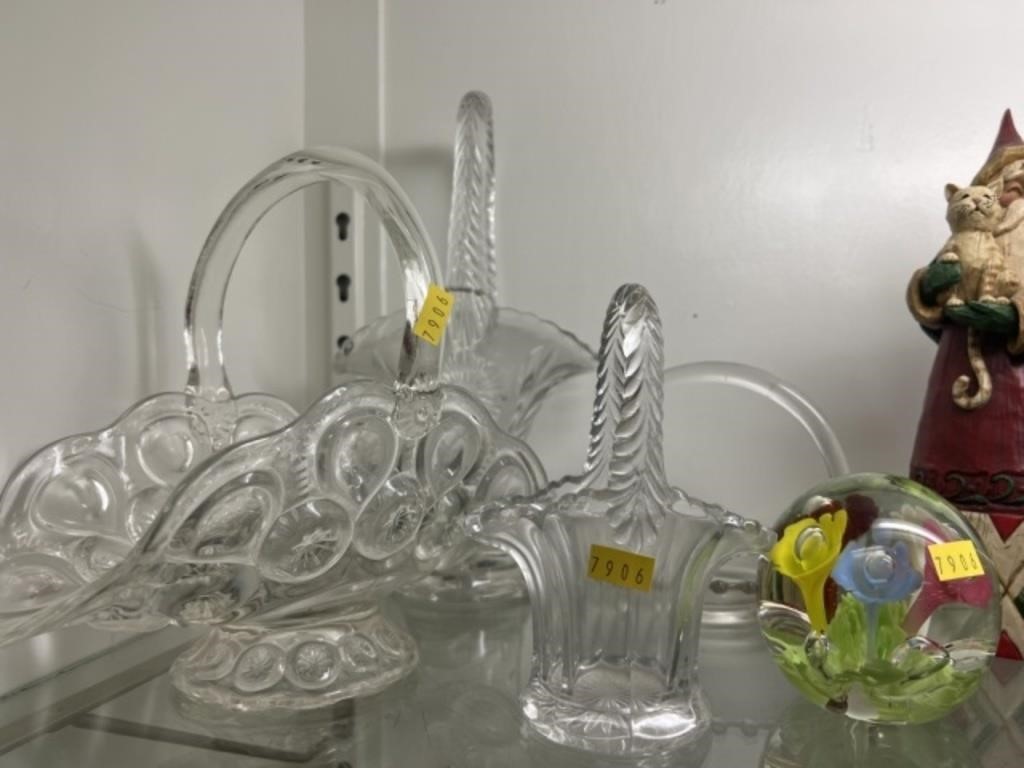 Art Glass Baskets with Paperweight