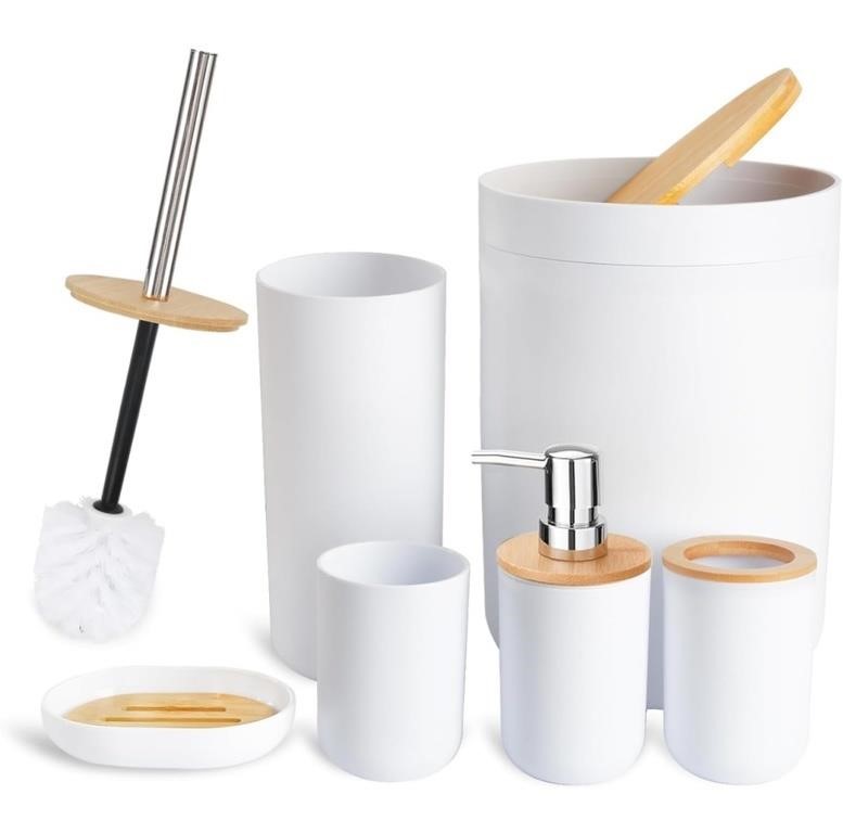 (new) CERBIOR Bamboo Bathroom Accessory Set, 6